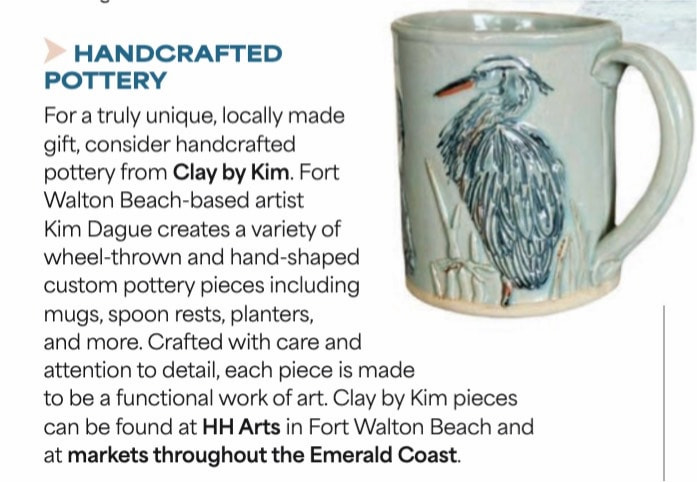 Emerald Coast magazine article featuring Clay By Kim